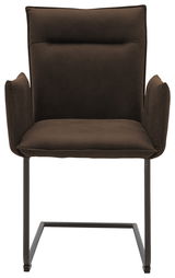 Freischwinger-Sessel in braunem Stoff, Vorderansicht