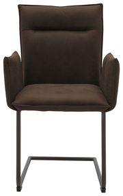 Freischwinger-Sessel in braunem Stoff, Vorderansicht