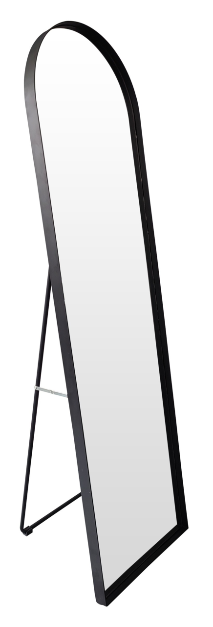 Standspiegel mit schwarzem Rahmen, ca. 40x140 cm, seitliche Perspektive