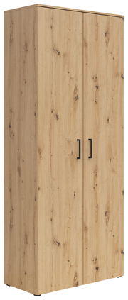 Mehrzweckschrank aus Holz mit zwei Türen, seitliche Perspektive