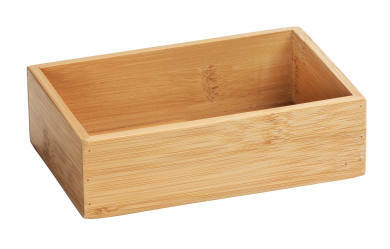 Rechteckige Bambus Ablage Terra S, schräg von vorne fotografiert