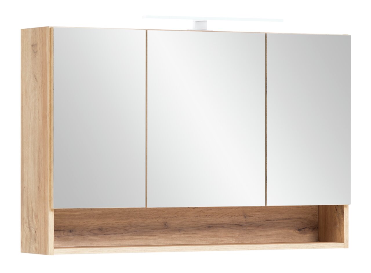 XORA Spiegelschrank VILLACH Spiegelschrank mit drei Türen und Holzrahmen, frontale Ansicht