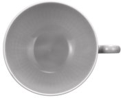Ansicht von oben auf eine weiße Teeobertasse mit Henkel, 0,22 l Fassungsvermögen.