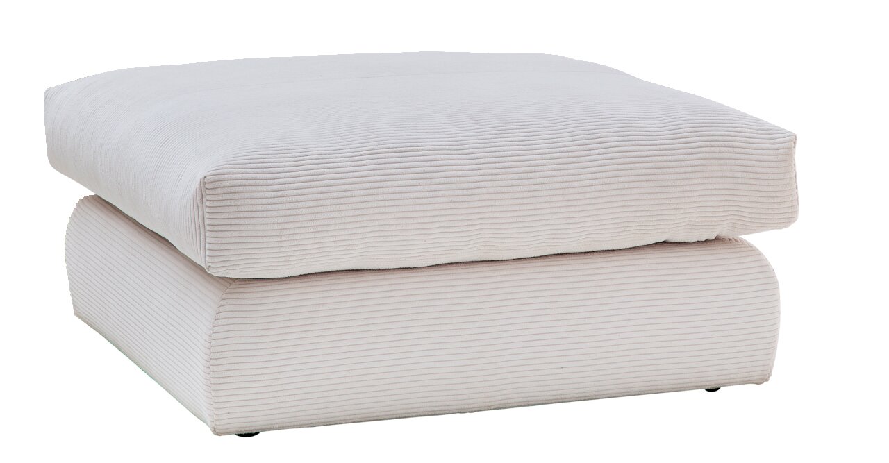 Z2 Kruk CASABLANCA Beige, geribbelde stoffen poef, zijaanzicht
