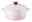 LE CREUSET Mini Cocotte 10cm Shell Pink Mini-Cocotte in Muschelrosa, seitliche Perspektive, mit Deckel und zwei Griffen