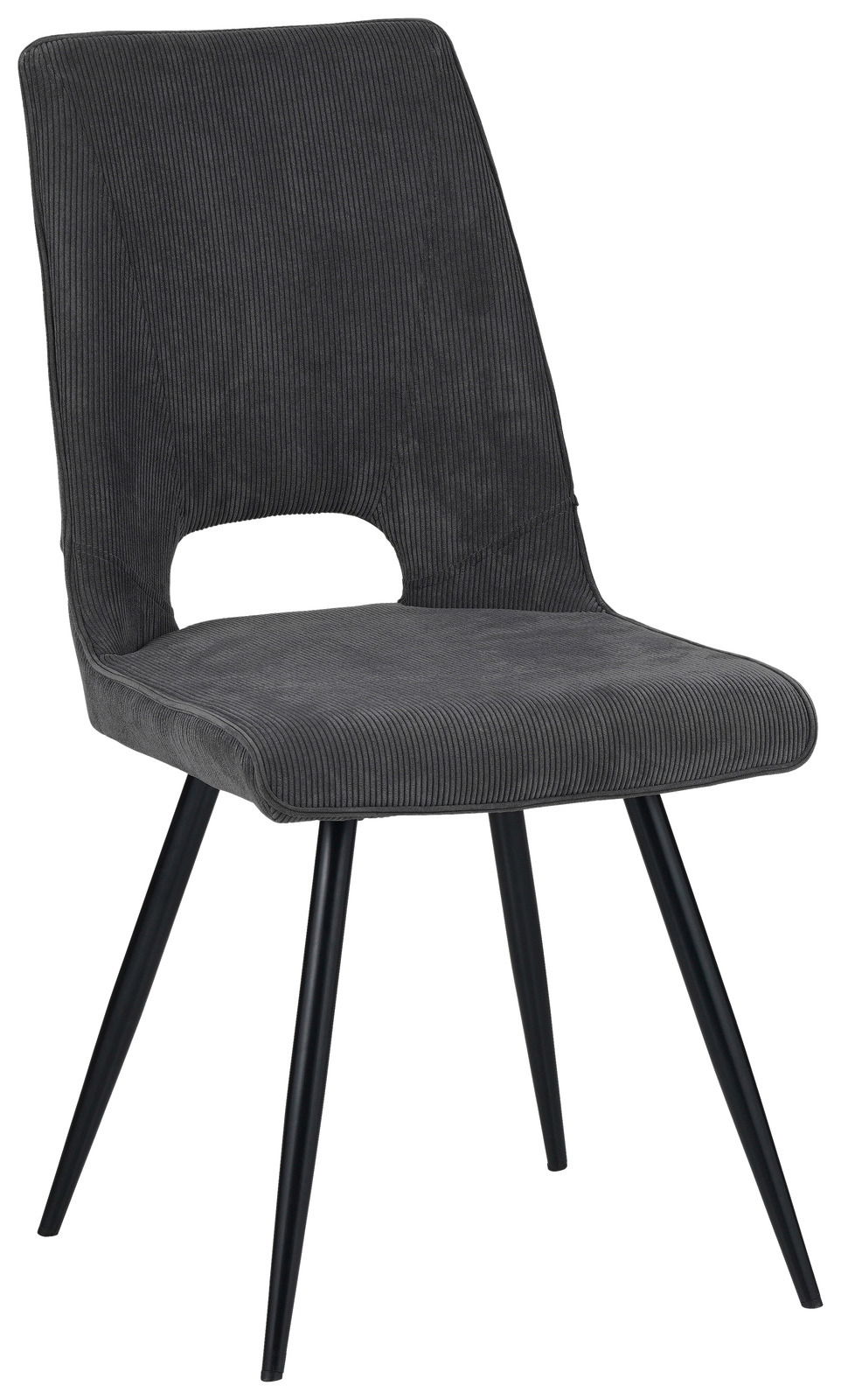 Z2 Stuhl ISAK Moderner grauer Stuhl mit schwarzem Metallgestell, seitliche Perspektive
