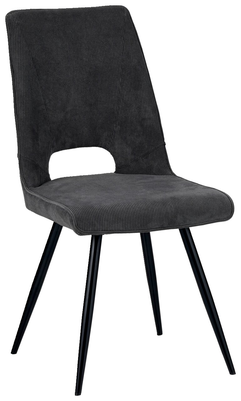 Z2 Stoel ISAK Moderne grijze stoel met zwart metalen frame, zijaanzicht