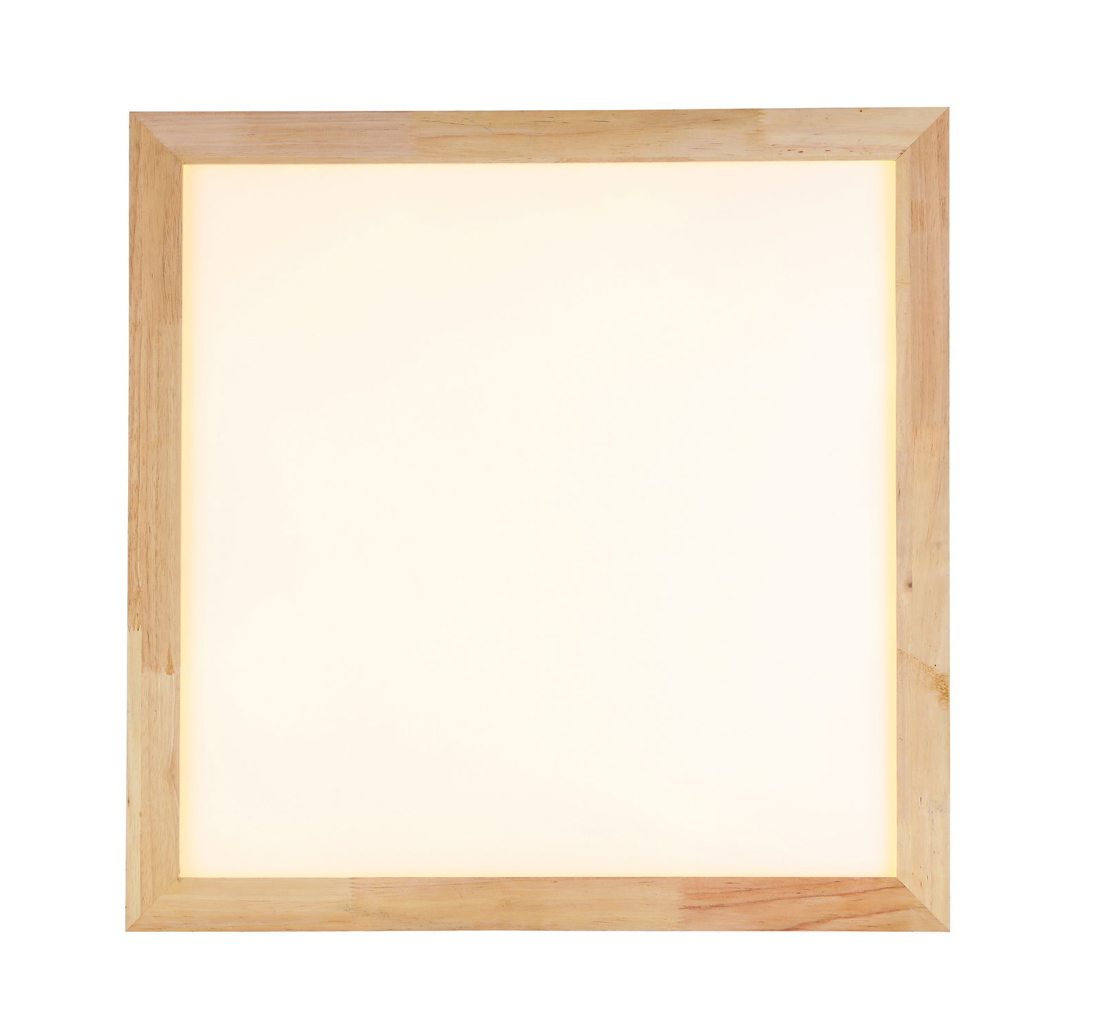 LED-Deckenleuchte Hina mit Holzrahmen, quadratische Form, Ansicht von unten