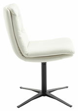 Moderner weißer Stuhl mit schwarzem Metallfuß, Seitenansicht