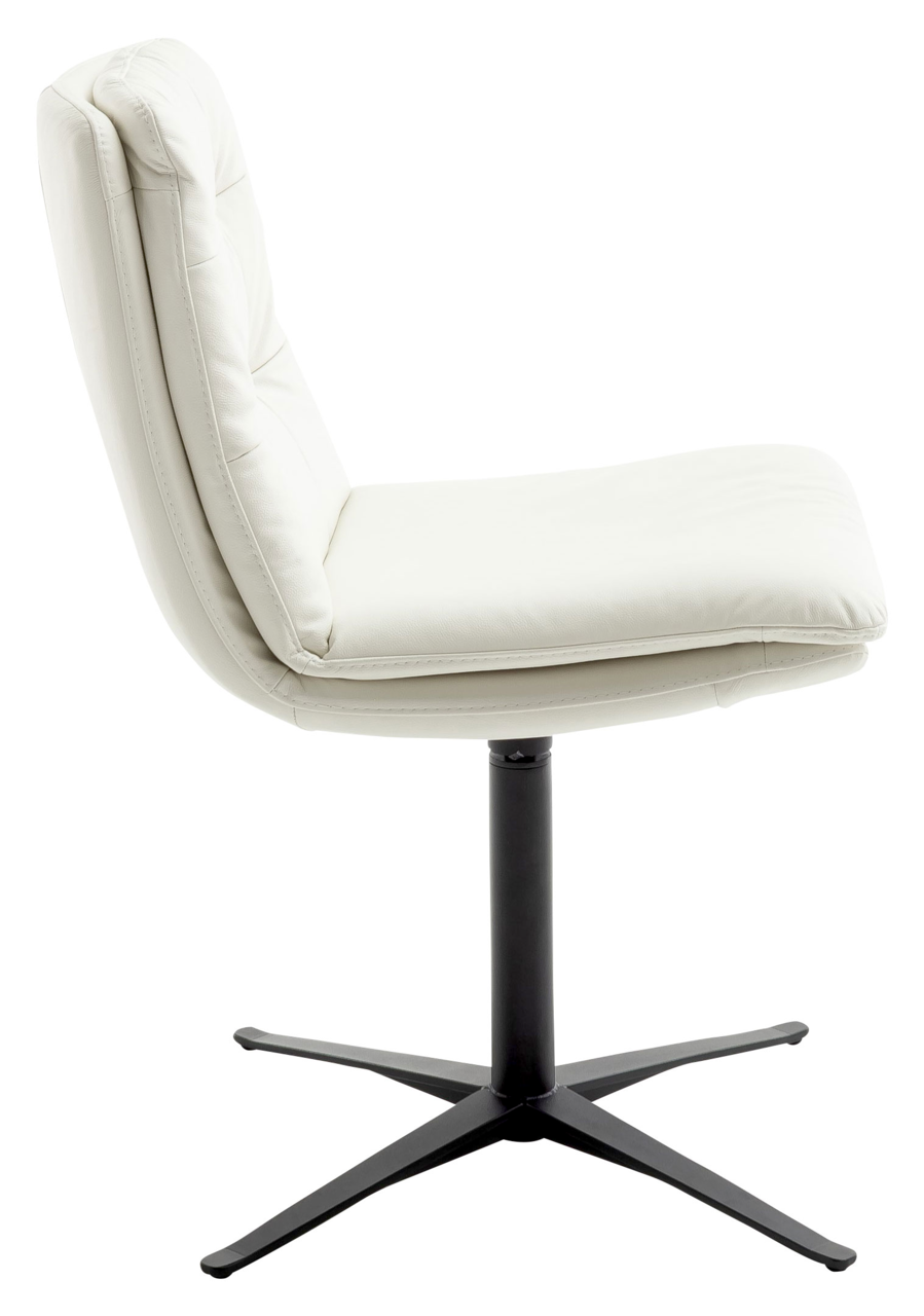 Johann Jakob Stuhl FLAME Moderner weißer Stuhl mit schwarzem Metallfuß, Seitenansicht