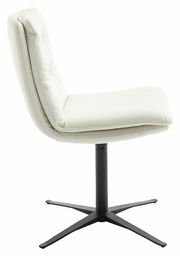 Moderner weißer Stuhl mit schwarzem Metallfuß, Seitenansicht