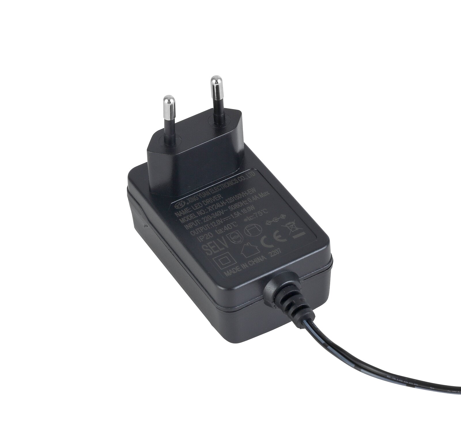 Netzteil für LED-Schreibtischleuchte, seitliche Perspektive