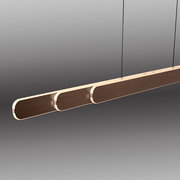 Moderne Pendelleuchte ADRIANA ROUND in dunklem Holzdesign, seitliche Perspektive