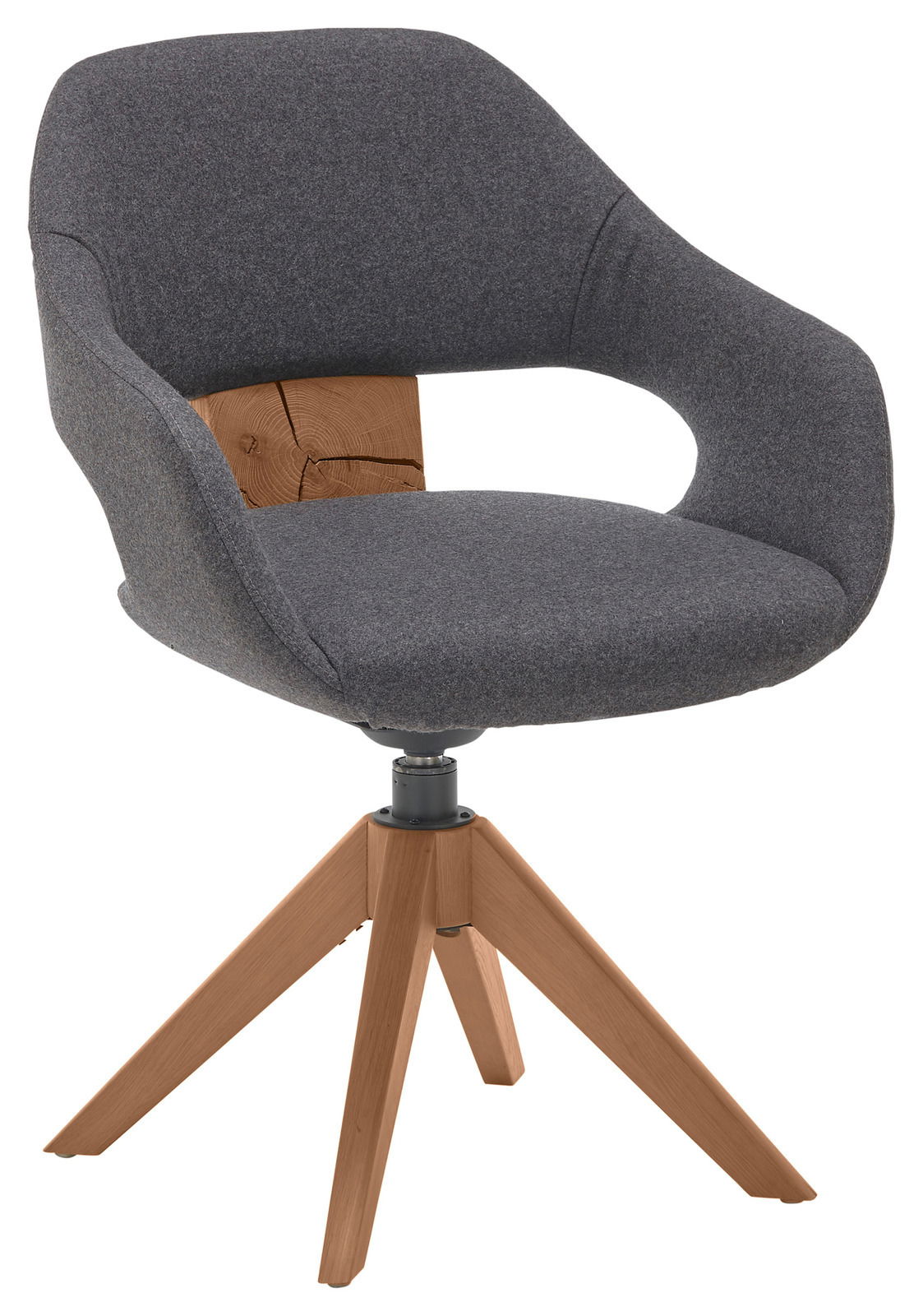 Valnatura Stuhl LAGO Moderner grauer Stuhl mit Holzbeinen, seitliche Perspektive