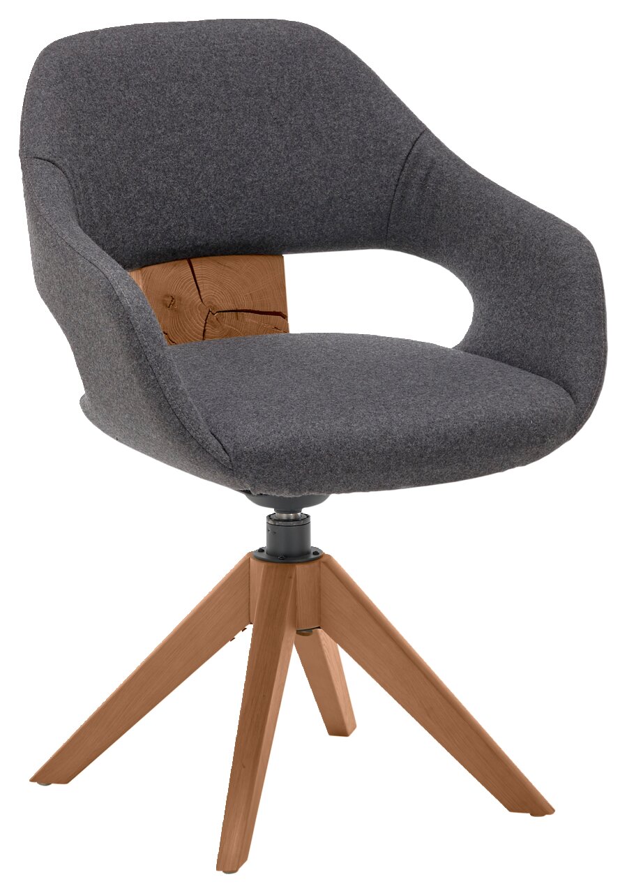 Valnatura Stuhl LAGO Moderner grauer Stuhl mit Holzbeinen, seitliche Perspektive