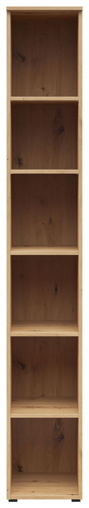 Holzregal mit fünf offenen Fächern, frontale Ansicht