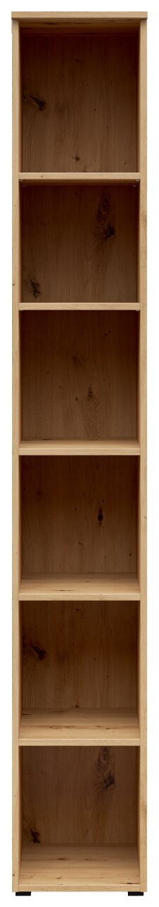 Holzregal mit fünf offenen Fächern, frontale Ansicht