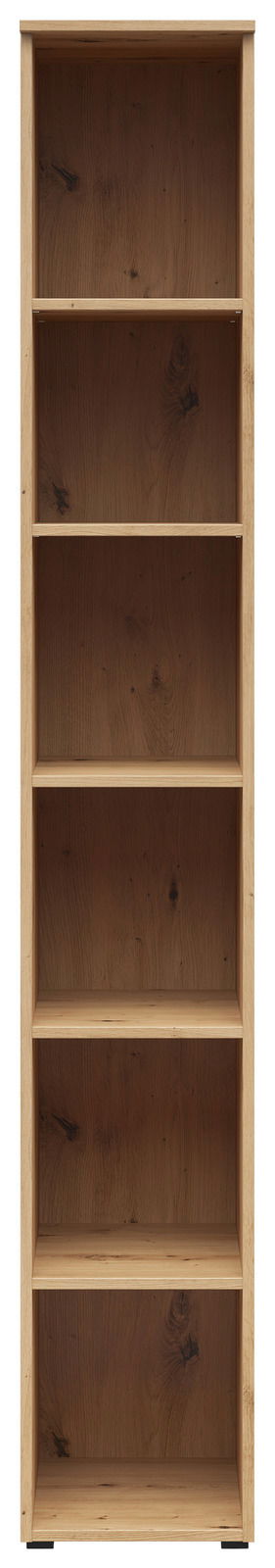 Holzregal mit fünf offenen Fächern, frontale Ansicht