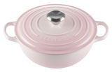 Rosa gusseiserner Topf La Marmite 24cm von oben mit zwei Griffen und Edelstahlknauf