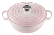 Rosa gusseiserner Topf La Marmite 24cm von oben mit zwei Griffen und Edelstahlknauf