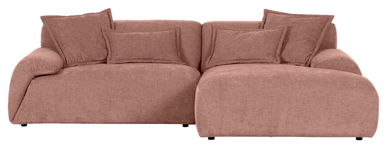 Beige Ecksofa mit weichen Kissen, Vorderansicht