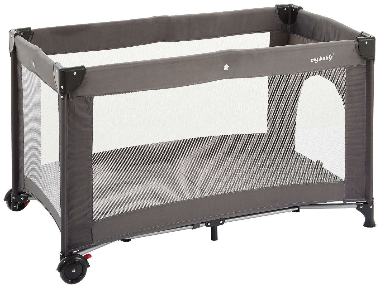 MyBaby Reisebett Reisebett in seitlicher Perspektive mit Netzseiten und Rollen