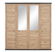 4-türiger Drehtürenschrank aus Holz mit zwei Spiegeltüren in der Mitte, Frontalansicht