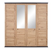 4-türiger Drehtürenschrank aus Holz mit zwei Spiegeltüren in der Mitte, Frontalansicht