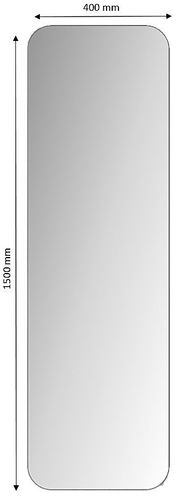 Rechteckiger Spiegel mit abgerundeten Ecken, Maße 150x40 cm, frontal abgebildet.