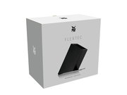 Schwarzer Messerblock von WMF in schräger Perspektive auf der Verpackung abgebildet.