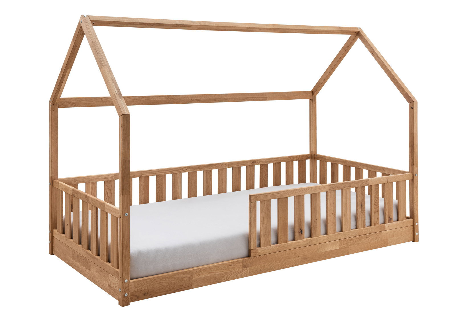 Holz-Hausaufsatz für Bodenbett, seitliche Perspektive