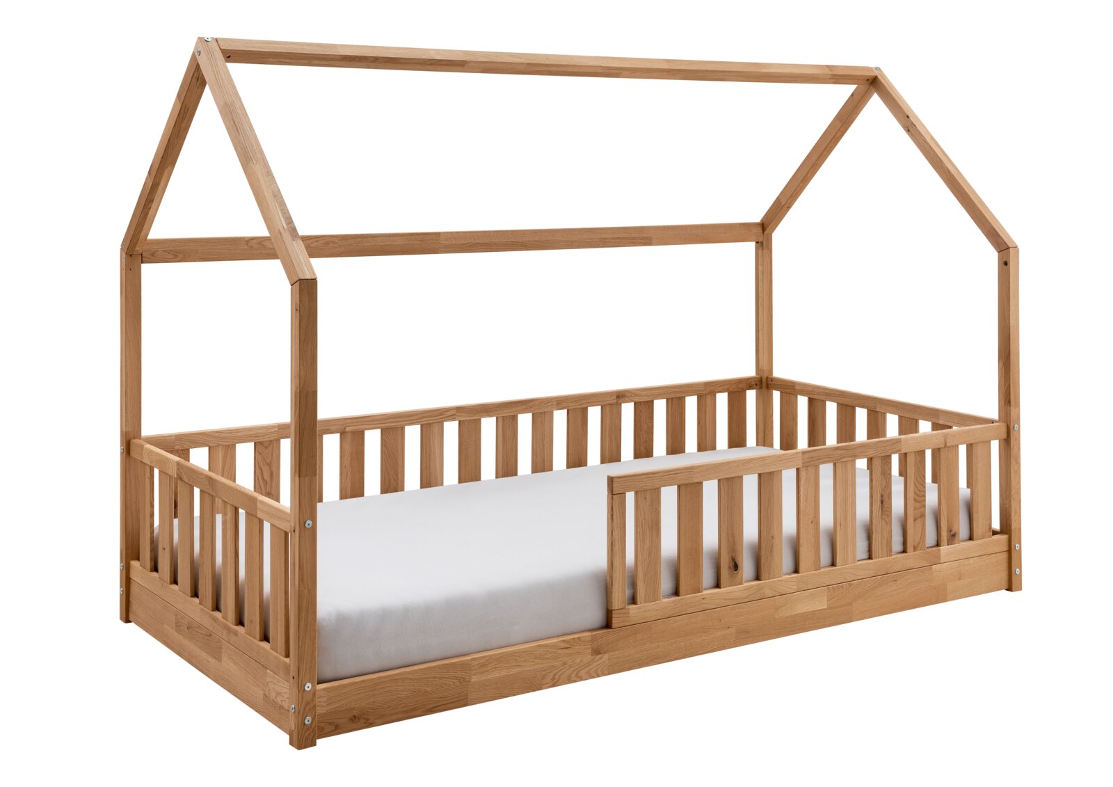 Holz-Hausaufsatz für Bodenbett, seitliche Perspektive