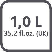 Capaciteitssymbool voor een thermoskan met een inhoud van 1,0 liter, vooraanzicht