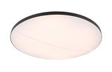Runde LED-Deckenleuchte mit schwarzem Rand, seitliche Perspektive