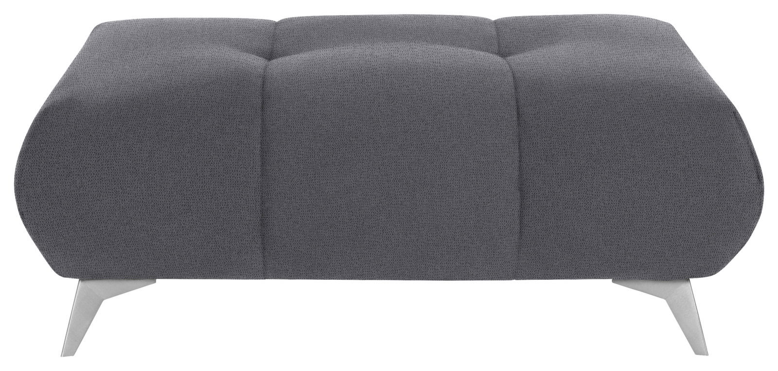Hom´in Hockerbank FELLINI II. Graue Hockerbank mit gepolsterter Oberfläche und modernen Metallbeinen, Frontalansicht