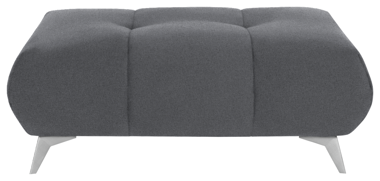 Hom´in Hockerbank FELLINI II. Graue Hockerbank mit gepolsterter Oberfläche und modernen Metallbeinen, Frontalansicht