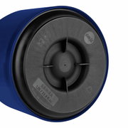 Bodenansicht der blauen Emsa Isolierkanne SAMBA mit 1,0 Liter Fassungsvermögen, hergestellt in Deutschland.