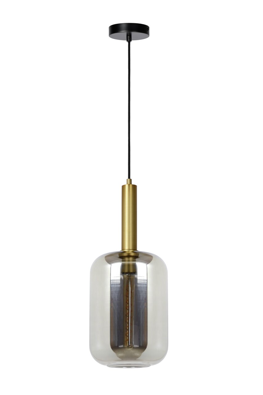 Moderne Pendelleuchte JOANET mit Glas- und Metallelementen, seitliche Perspektive