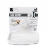 Weiße Seifenschale mit patentierter Gel-Lock-Technologie, Vorderansicht