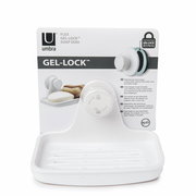 Weiße Seifenschale mit patentierter Gel-Lock-Technologie, Vorderansicht