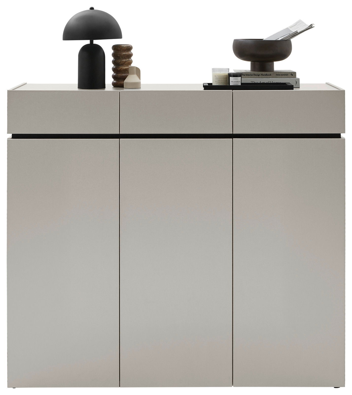 Moderner XL-Schuhschrank in minimalistischem Design, frontal abgebildet, mit dekorativen Elementen auf der Oberseite.