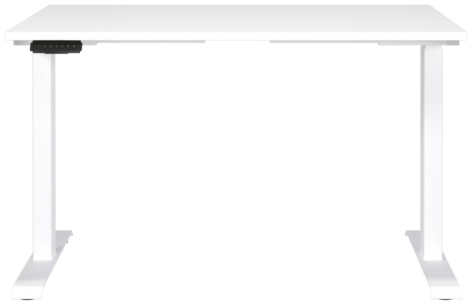 Weißer E-Schreibtisch 120x80 cm, frontale Ansicht