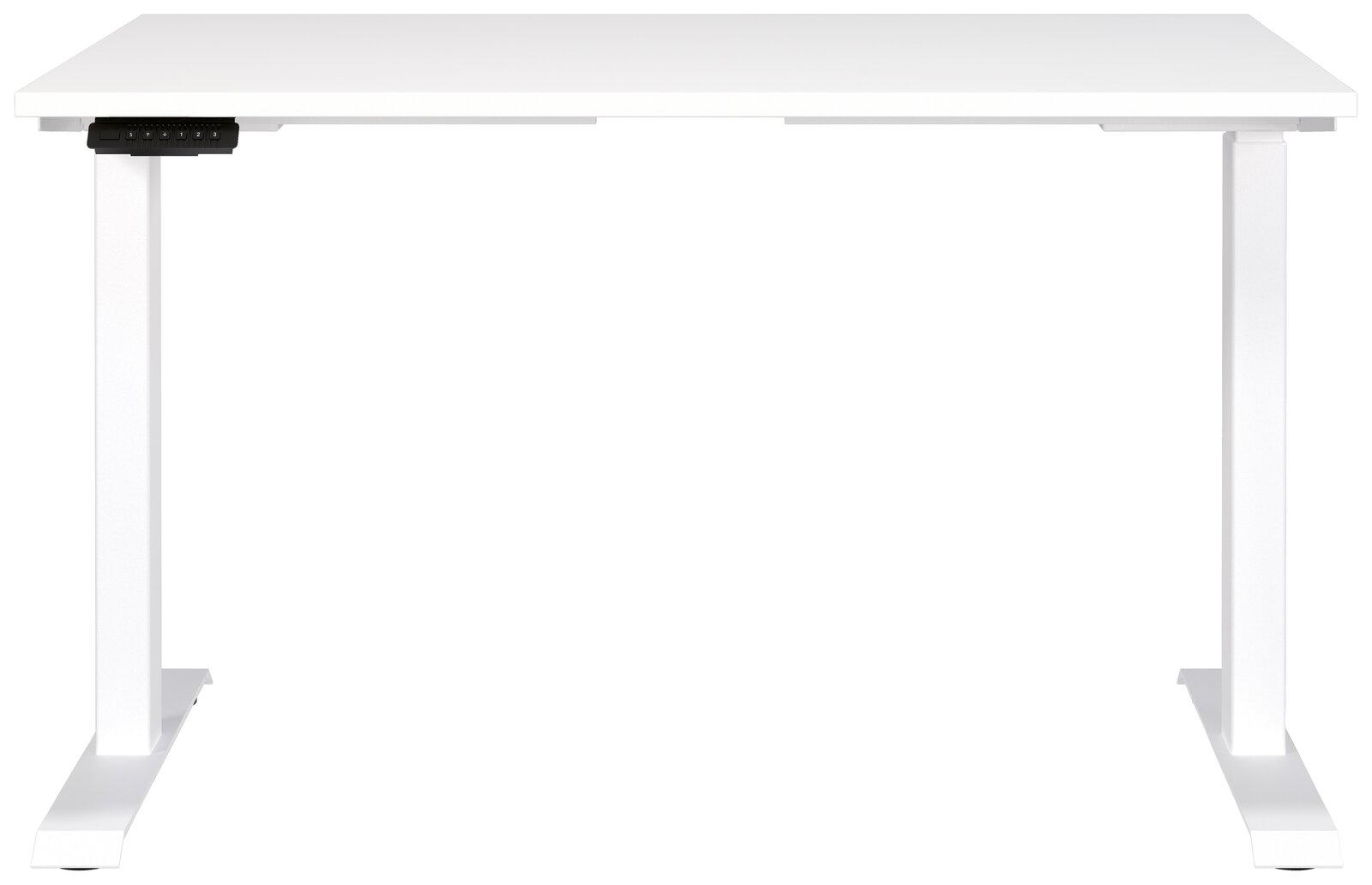 Weißer E-Schreibtisch 120x80 cm, frontale Ansicht