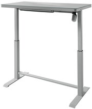 Moderner höhenverstellbarer E-Schreibtisch in seitlicher Perspektive