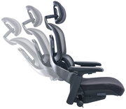 Ergonomischer Drehstuhl mit verstellbarer Rückenlehne und Kopfstütze, Seitenansicht