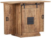 Rustikaler Bartheken-Schrank aus Holz mit Metallakzenten, Frontansicht