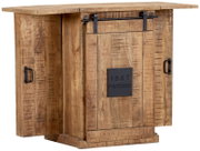 Rustikaler Bartheken-Schrank aus Holz mit Metallakzenten, Frontansicht