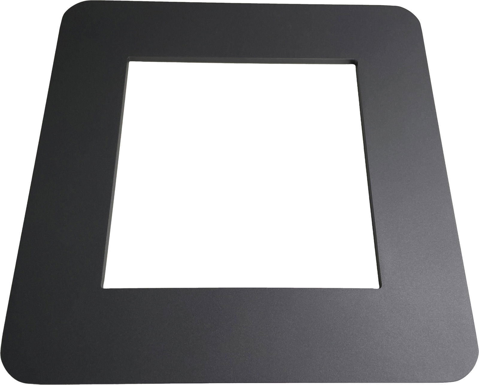 Schwarze quadratische Rahmenstruktur aus der Vogelperspektive, verwendet für Lounge Rückenlehne.