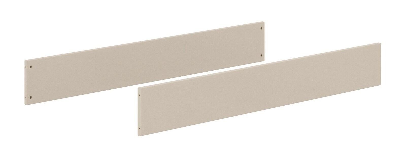 Zwei beige Umbauseiten aus Holz, seitliche Perspektive