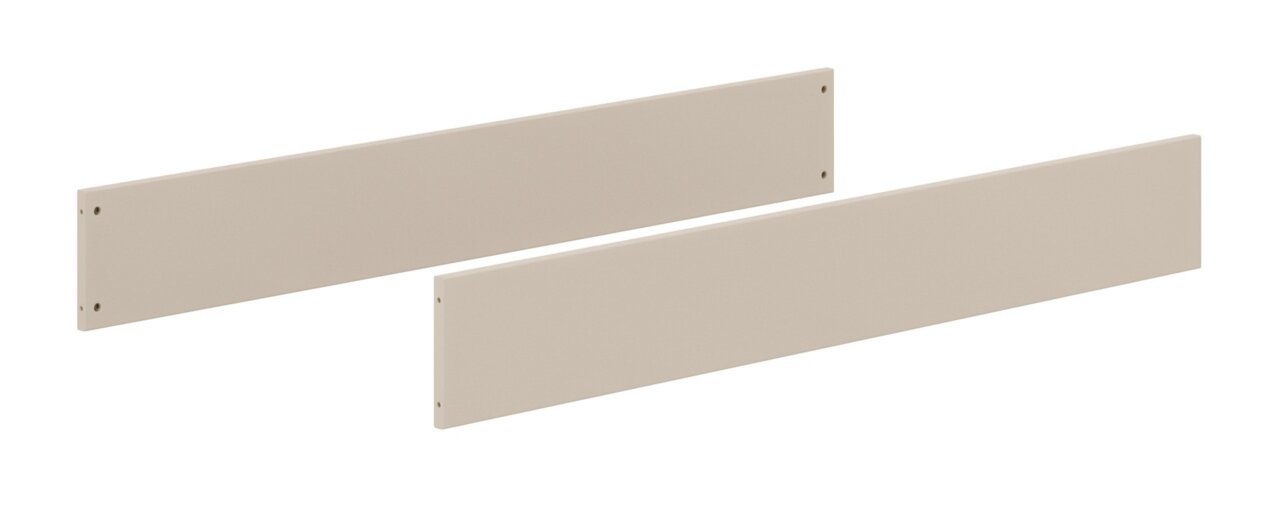 Zwei beige Umbauseiten aus Holz, seitliche Perspektive